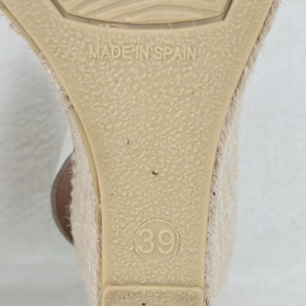 Maypol Sandal Womens 8.5 White Leather Espadrille Wedge Rhinestone Anthropologie